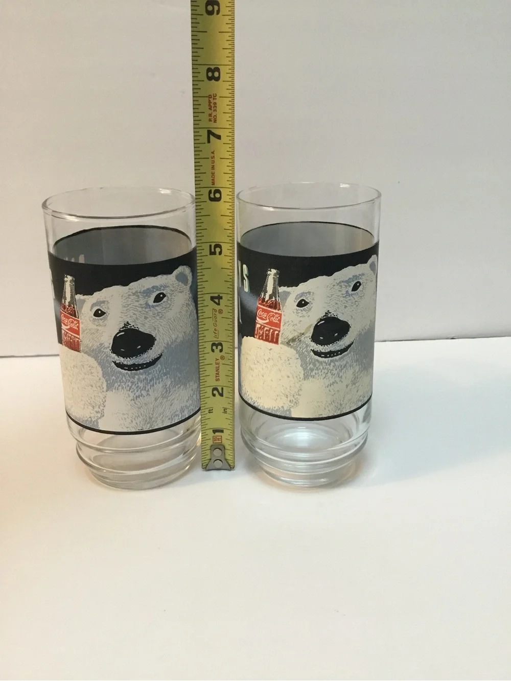 Vintage Coca Cola Polar Bear Glasses in White and Black - Set of 2